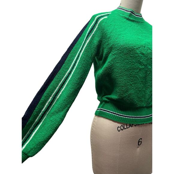 Vintage 70s 80s Terry Loop Mens Raglan Pullover Sweater Acrylic S / M - Picture 4 of 7